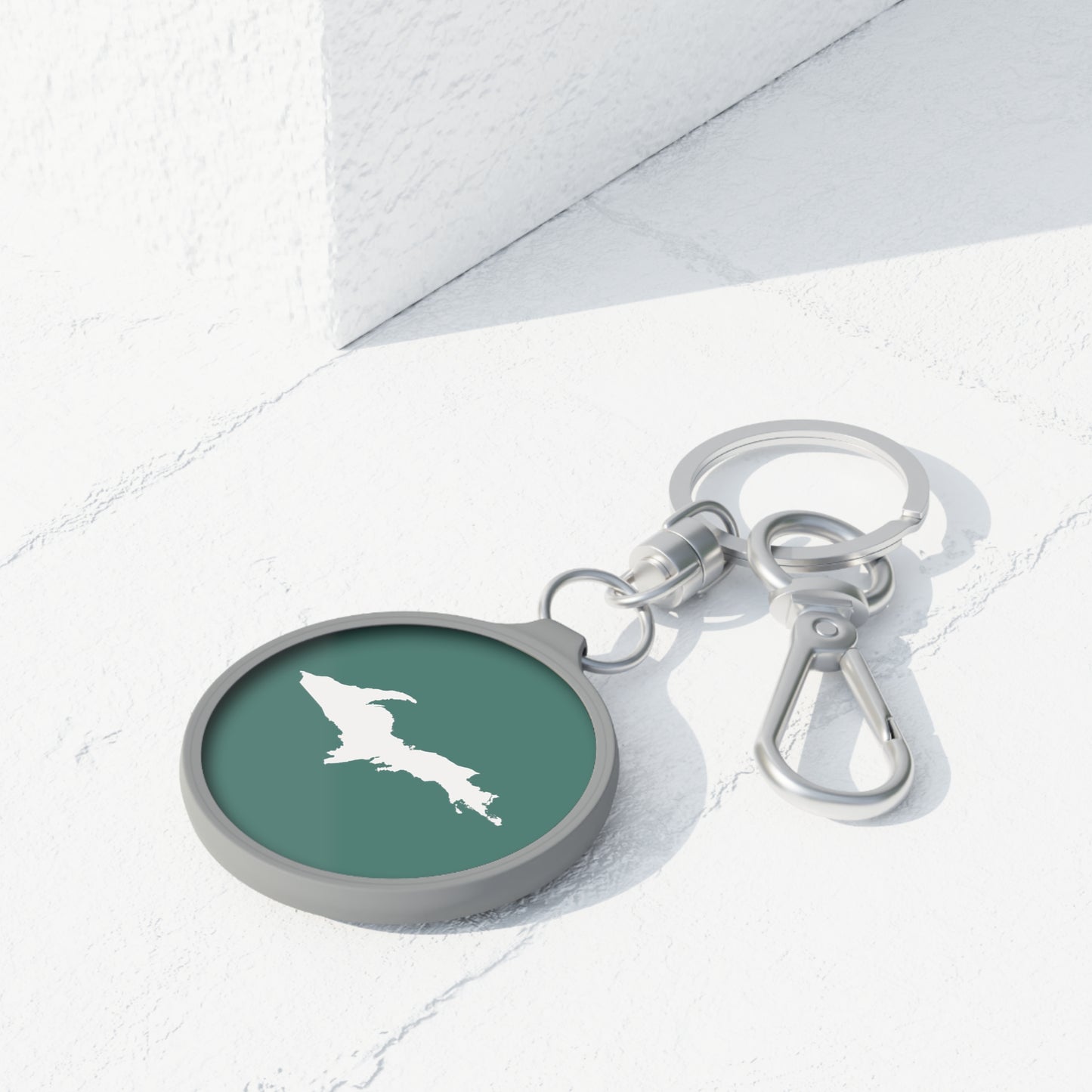 Michigan Upper Peninsula Keyring (w/ UP Outline) | Copper Green