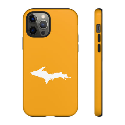 Michigan Upper Peninsula Tough Phone Case (Autumn Birch Leaf Color w/ UP Outline) | Apple iPhone