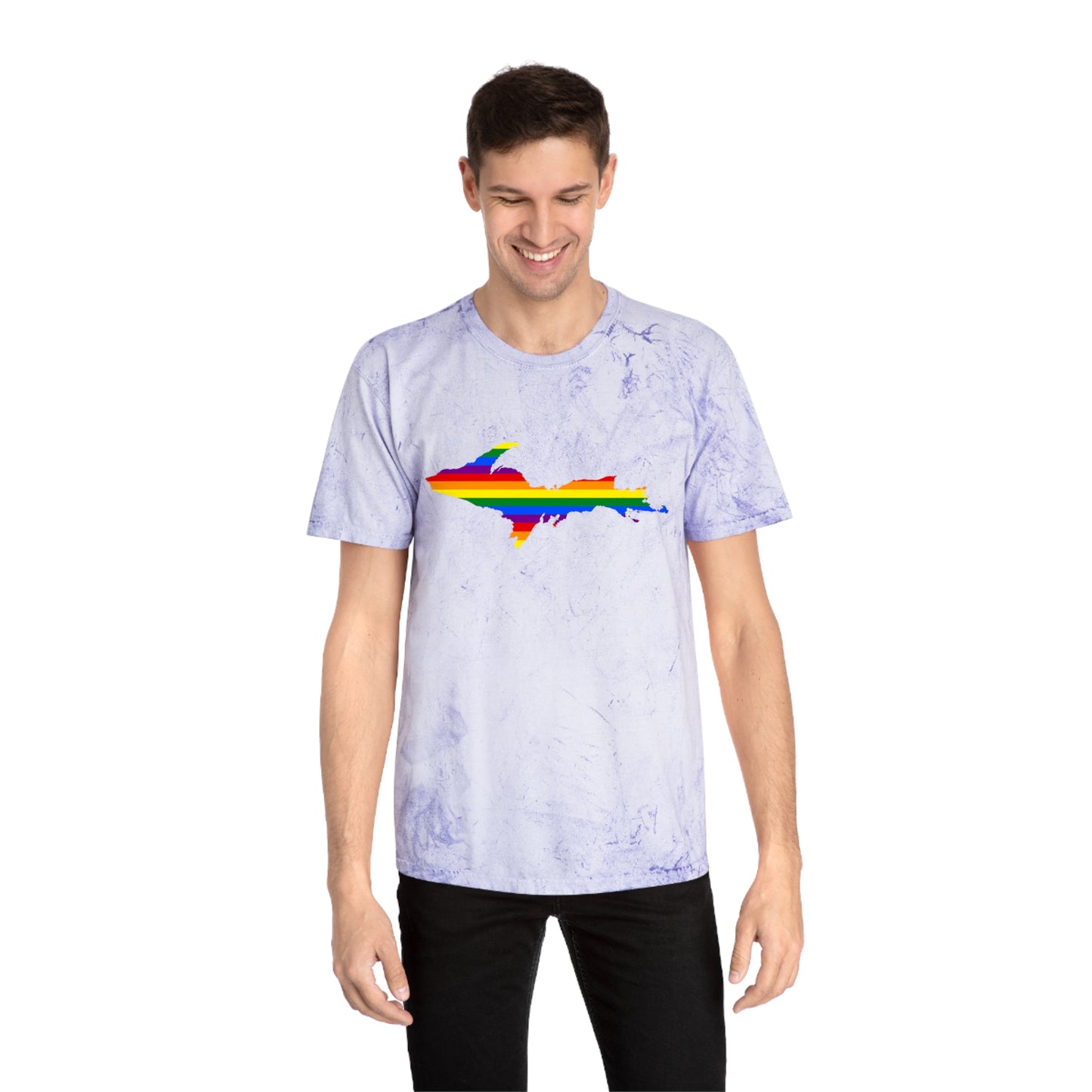 Michigan Upper Peninsula T-Shirt (w/ UP Pride Flag Outline) | Unisex Color Blast