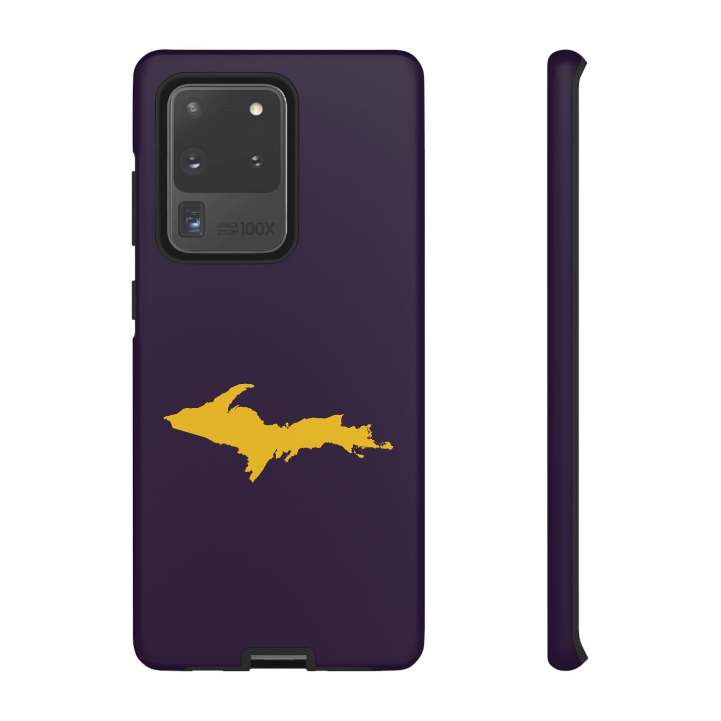 Michigan Upper Peninsula Tough Phone Case (Blackcurrant w/ Gold UP Outline) | Samsung & Pixel Android