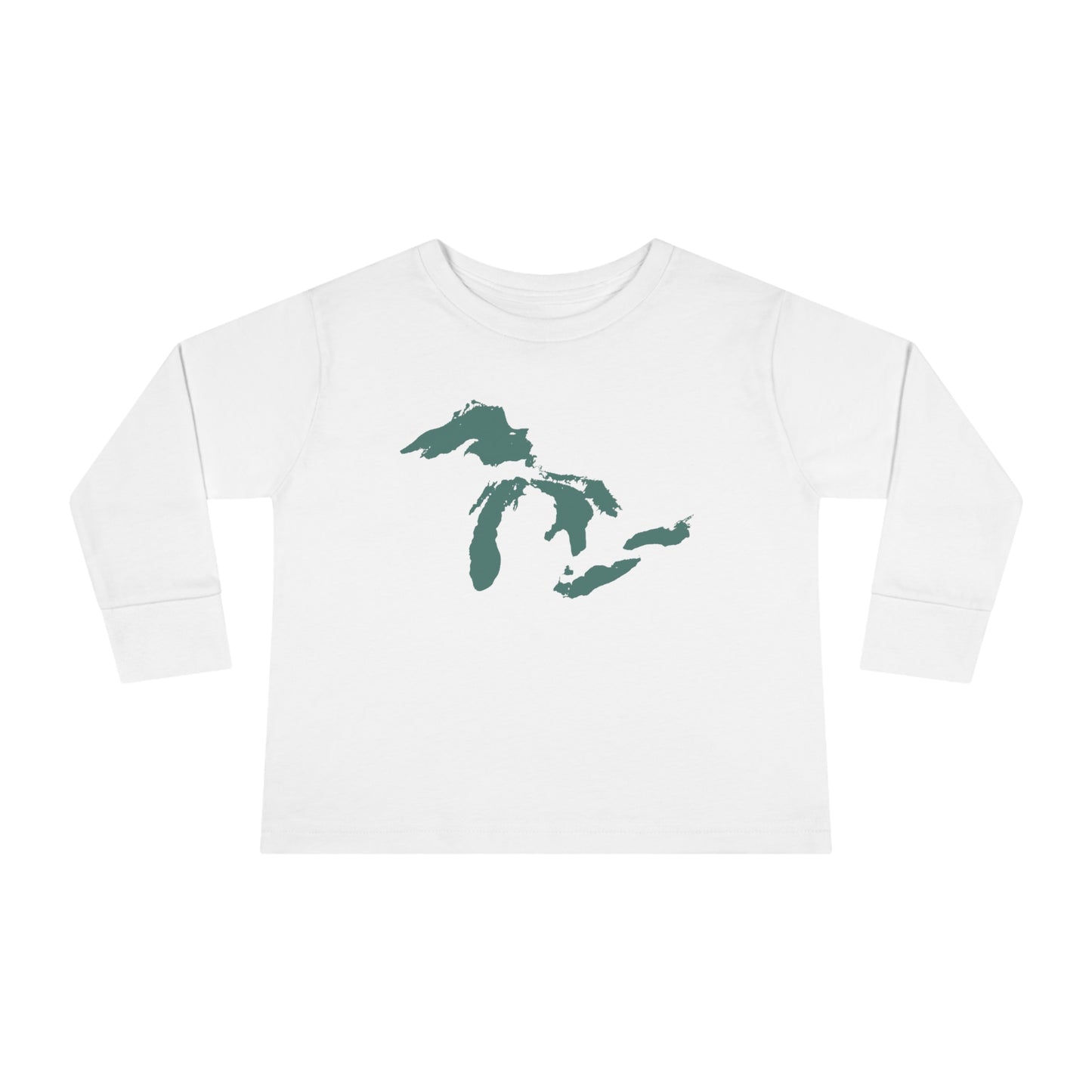 Great Lakes T-Shirt (Copper Green Outline) | Toddler Long Sleeve