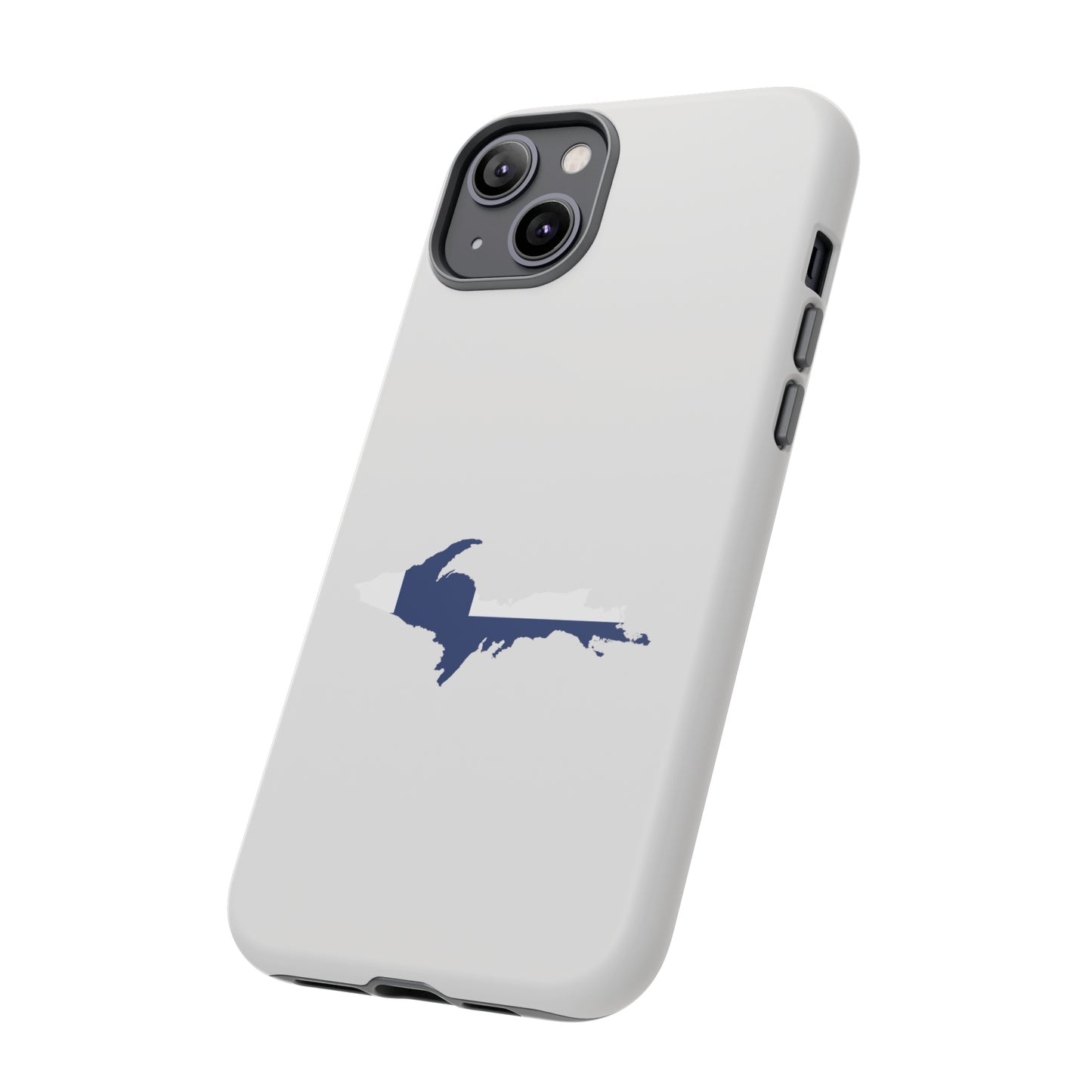 Michigan Upper Peninsula Tough Phone Case (Birch Bark White w/ UP Finland Flag Outline) | Apple iPhone