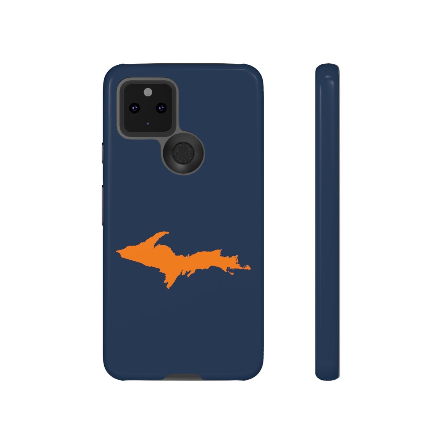 Michigan Upper Peninsula Tough Phone Case (Navy w/ Orange UP Outline) | Samsung & Pixel Android