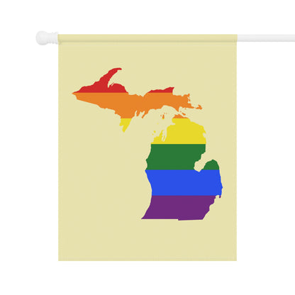 Michigan Rainbow Pride Home & Garden Flag (w/ MI Outline) | Canary Yellow