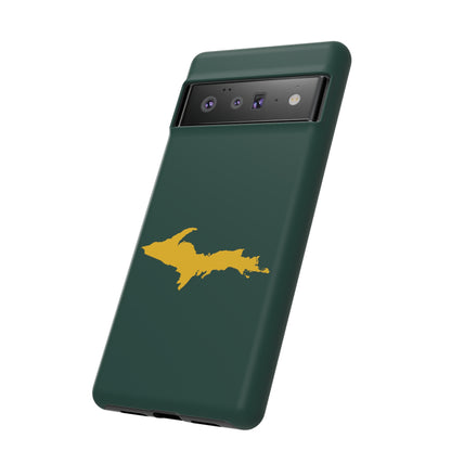 Michigan Upper Peninsula Tough Phone Case (Green w/ Gold UP Outline) | Samsung & Pixel Android