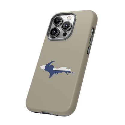 Michigan Upper Peninsula Tough Phone Case (Petoskey Stone Beige w/ UP Finland Flag Outline) | Apple iPhone