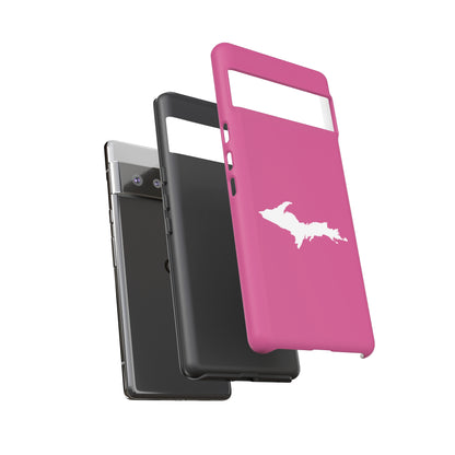 Michigan Upper Peninsula Tough Phone Case (Apple Blossom Pink w/ UP Outline) | Samsung & Pixel Android