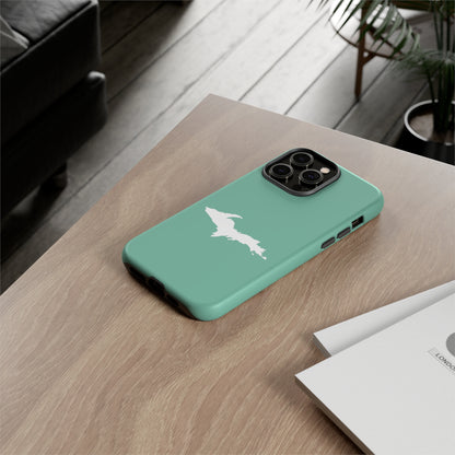 Michigan Upper Peninsula Tough Phone Case ('64 Metallic Mint Green w/ UP Outline) | Apple iPhone