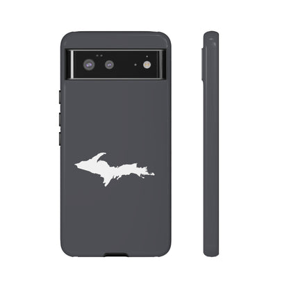 Michigan Upper Peninsula Tough Phone Case (Iron Ore Grey w/ UP Outline) | Samsung & Pixel Android