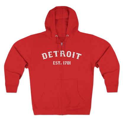 'Detroit EST. 1701' Hoodie (Ballpark Font) | Unisex Full Zip