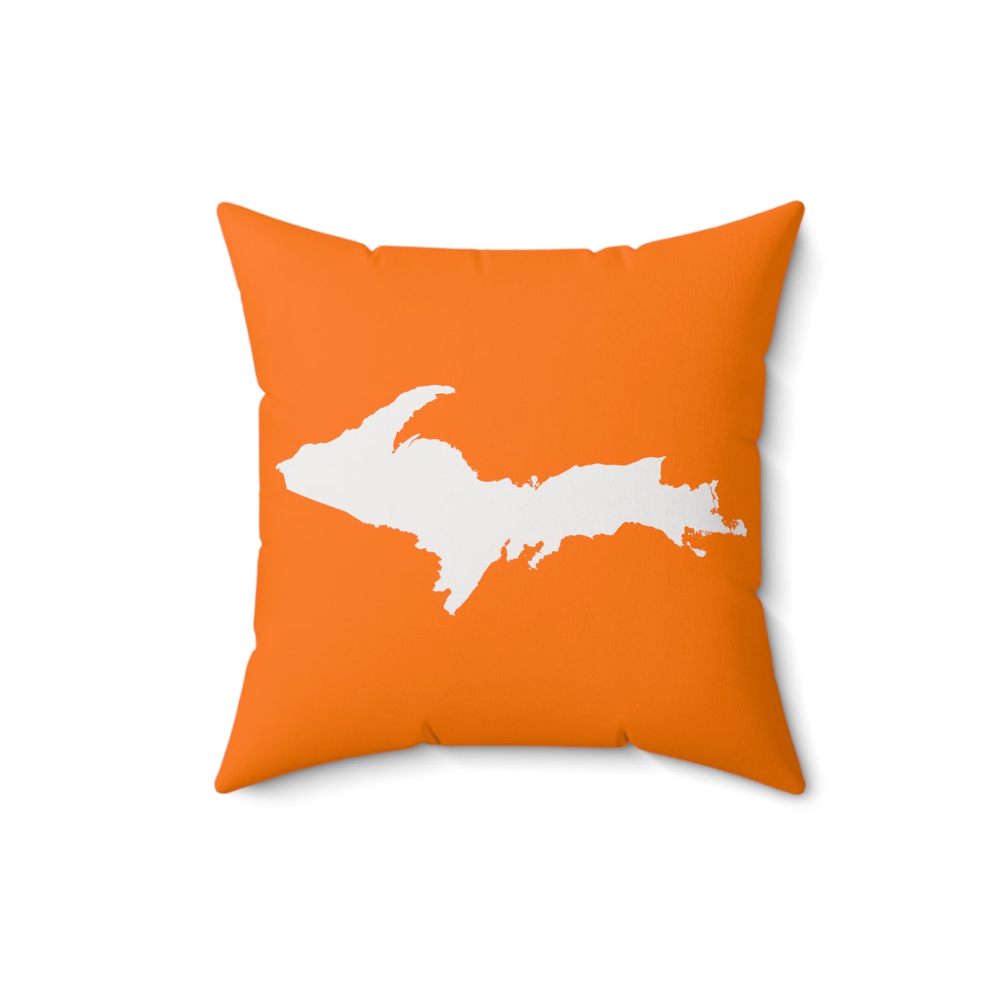 Michigan Upper Peninsula Accent Pillow (w/ UP Outline) | Safety Orange