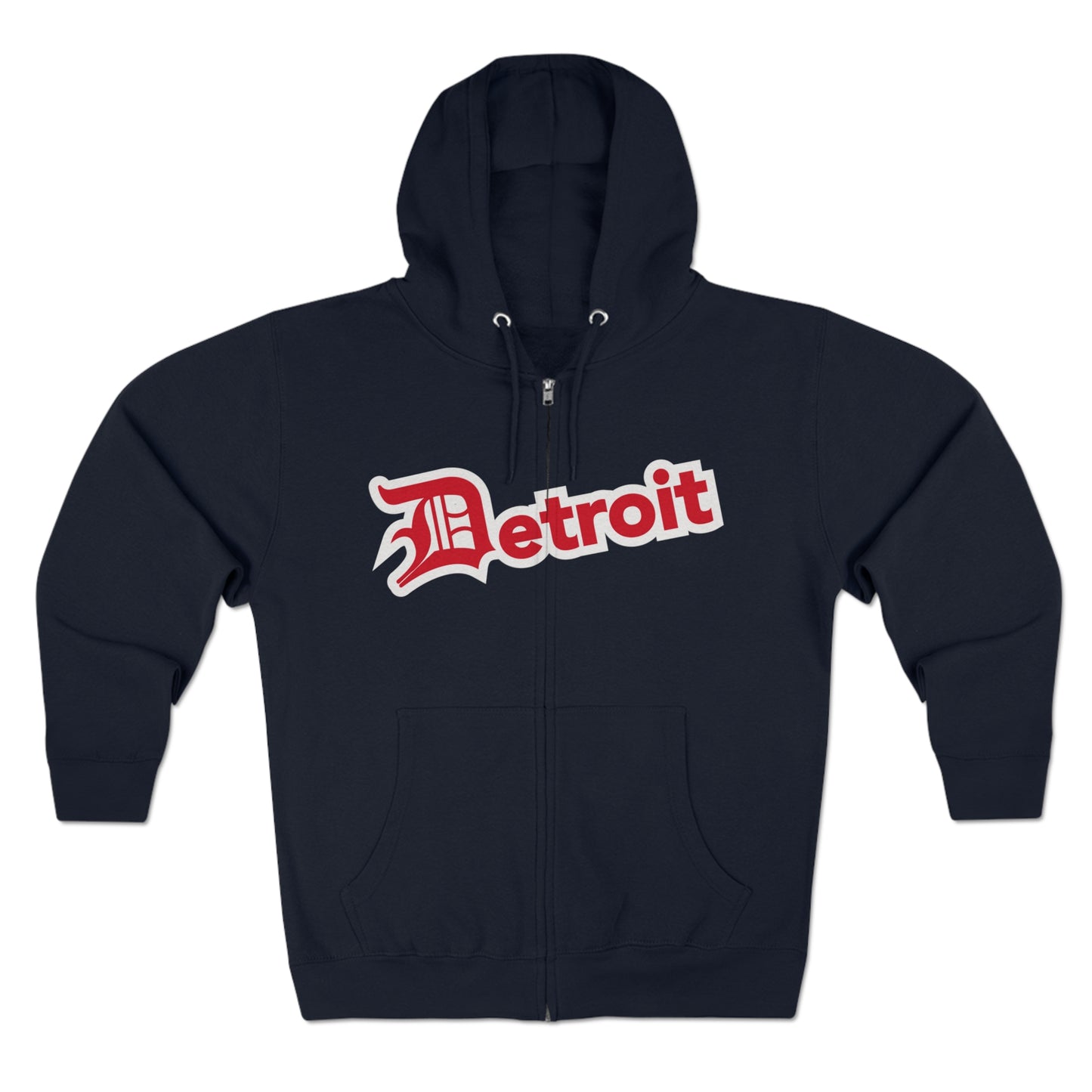 'Detroit' Hoodie (Aliform Red w/ Old English 'D') | Unisex Full Zip