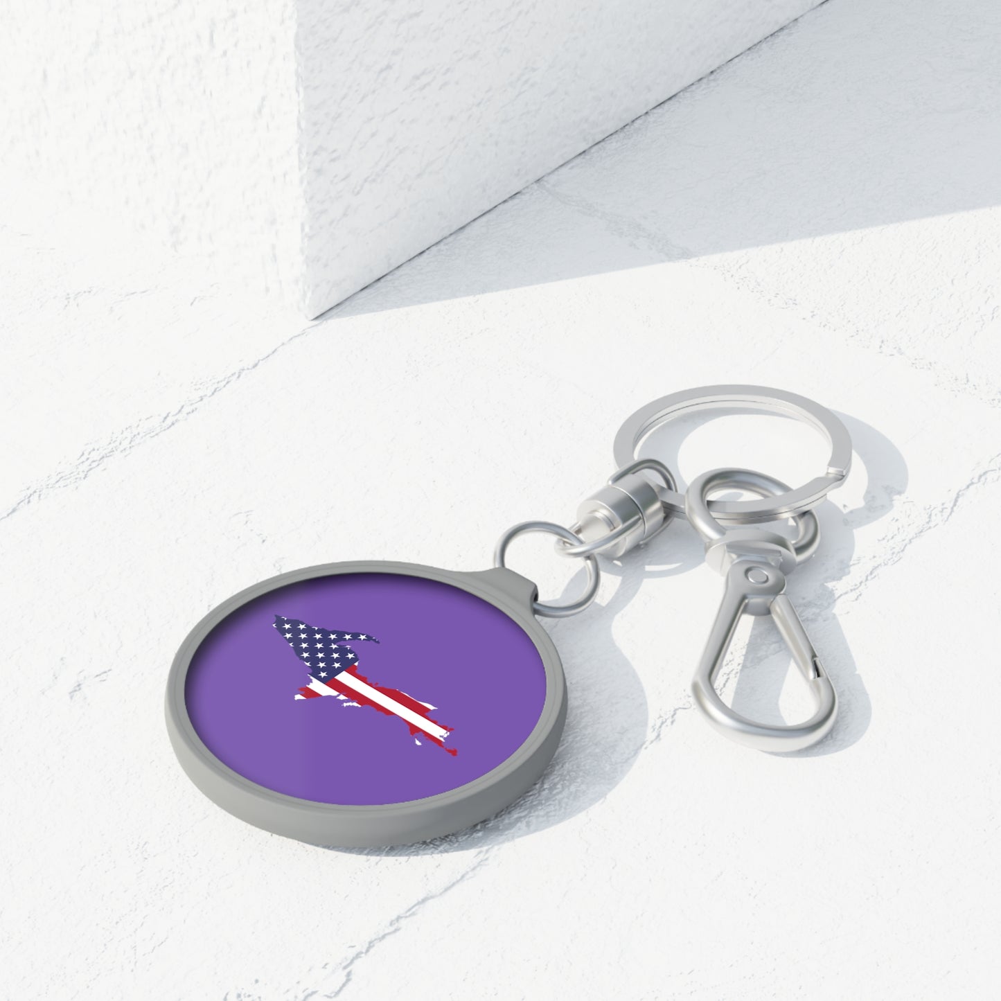 Michigan Upper Peninsula Keyring (w/ UP USA Flag) | Lavender