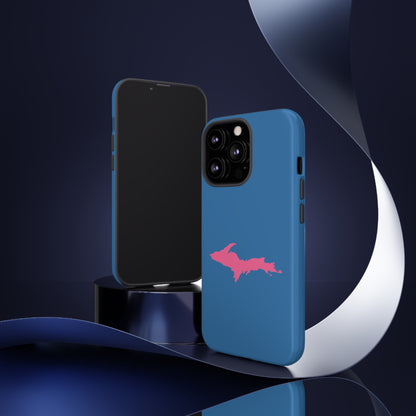 Michigan Upper Peninsula Tough Phone Case (Lake Superior Blue w/ Pink UP Outline) | Apple iPhone