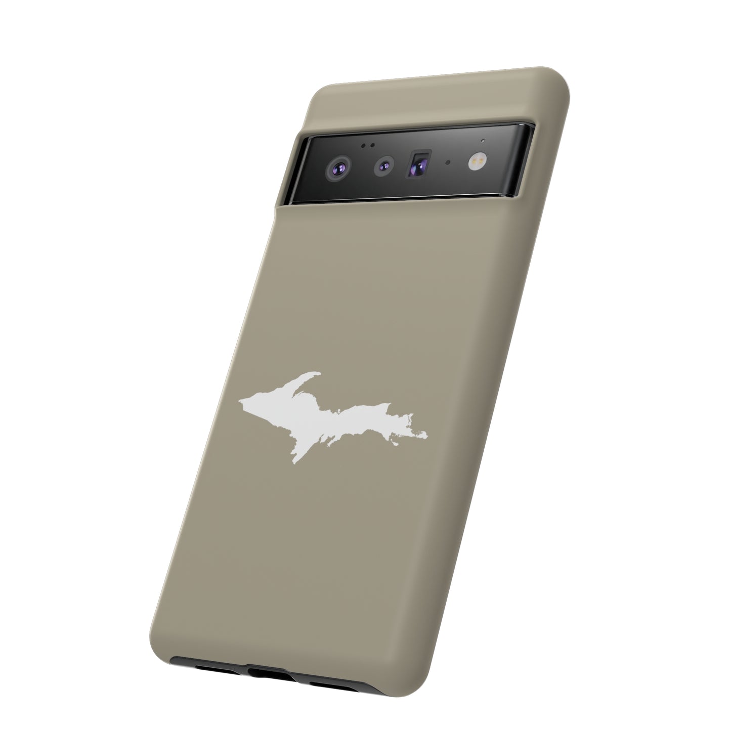 Michigan Upper Peninsula Tough Phone Case (Petoskey Stone Beige w/ UP Outline) | Samsung & Pixel Android