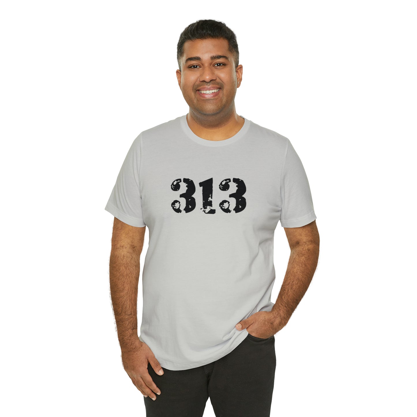 Detroit '313' T-Shirt (Distressed Stencil Font) | Unisex Standard Fit