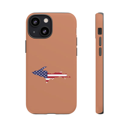 Michigan Upper Peninsula Tough Phone Case (Copper Color w/ UP USA Flag Outline) | Apple iPhone