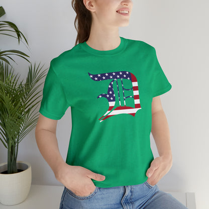 Detroit 'Old English D' T-Shirt (Patriotic Edition) | Unisex Standard