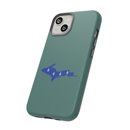 Michigan Upper Peninsula Tough Phone Case (Copper Green w/ UP Quebec Flag Outline) | Apple iPhone