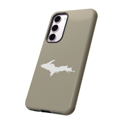 Michigan Upper Peninsula Tough Phone Case (Petoskey Stone Beige w/ UP Outline) | Samsung & Pixel Android