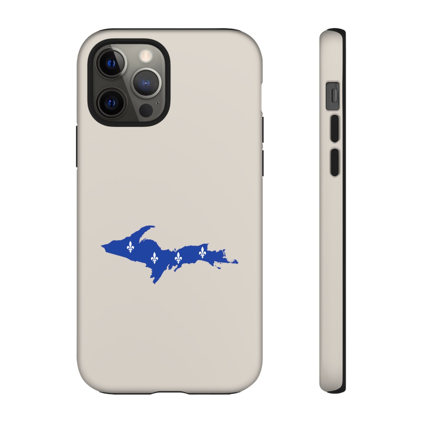 Michigan Upper Peninsula Tough Phone Case (Canvas Color w/ UP Quebec Flag Outline) | Apple iPhone