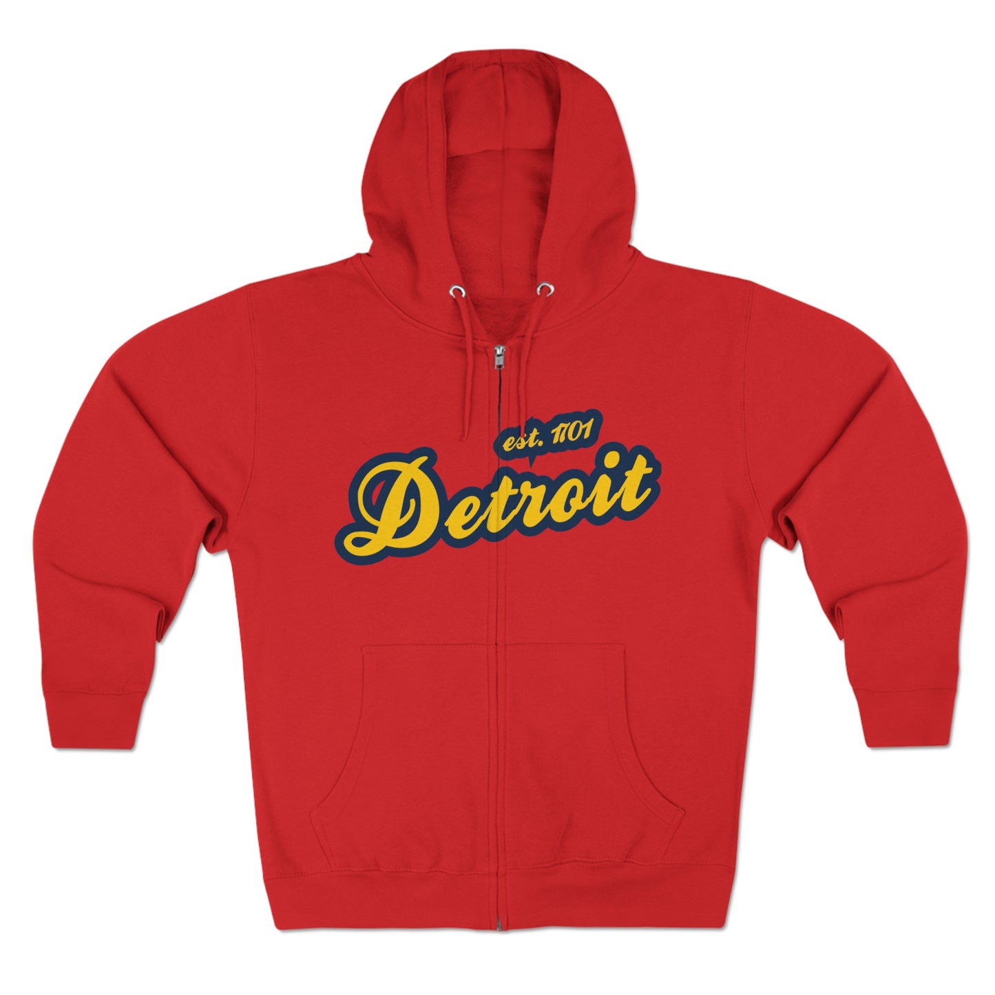 Detroit EST 1701' Hoodie (Gold/Navy Script Font) | Unisex Full Zip