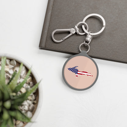 Michigan Upper Peninsula Keyring (w/ UP USA Flag) | Rose Gold