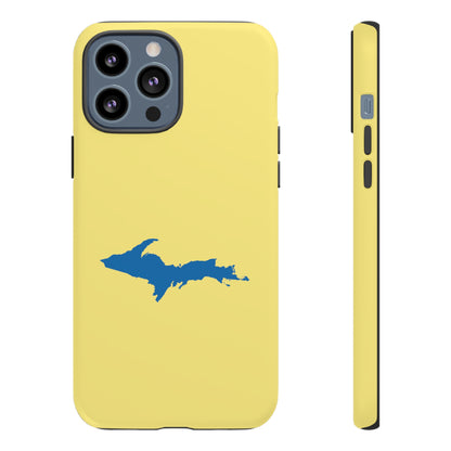 Michigan Upper Peninsula Tough Phone Case (Yellow Cherry Color w/ Azure UP Outline) | Apple iPhone