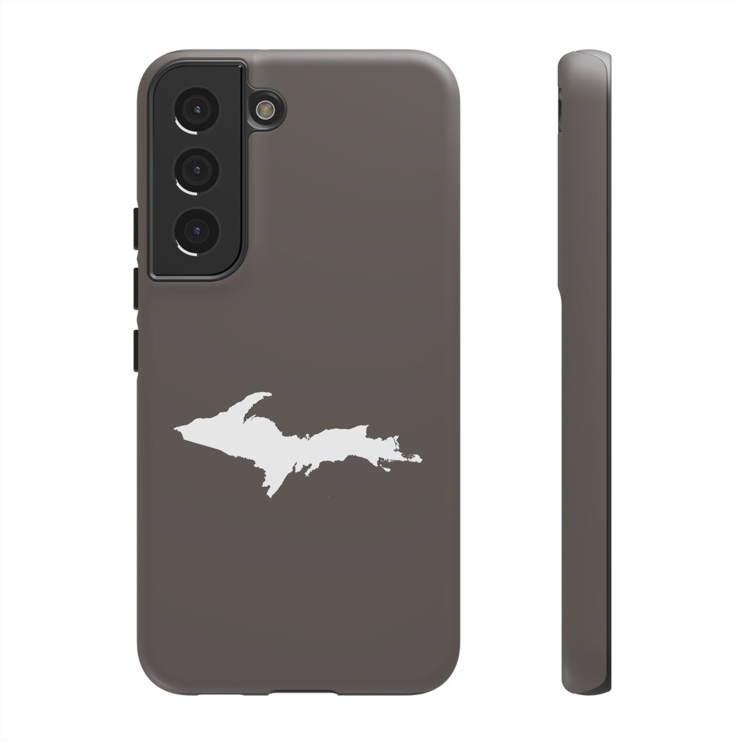 Michigan Upper Peninsula Tough Phone Case (Warren Tank Grey w/ UP Outline) | Samsung & Pixel Android