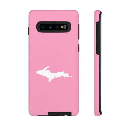 Michigan Upper Peninsula Tough Phone Case ('67 Caddie Pink w/ UP Outline) | Samsung & Pixel Android