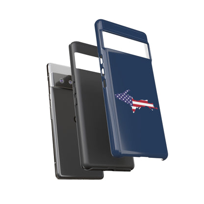 Michigan Upper Peninsula Tough Phone Case (Navy w/ UP USA Flag Outline) | Samsung & Pixel Android