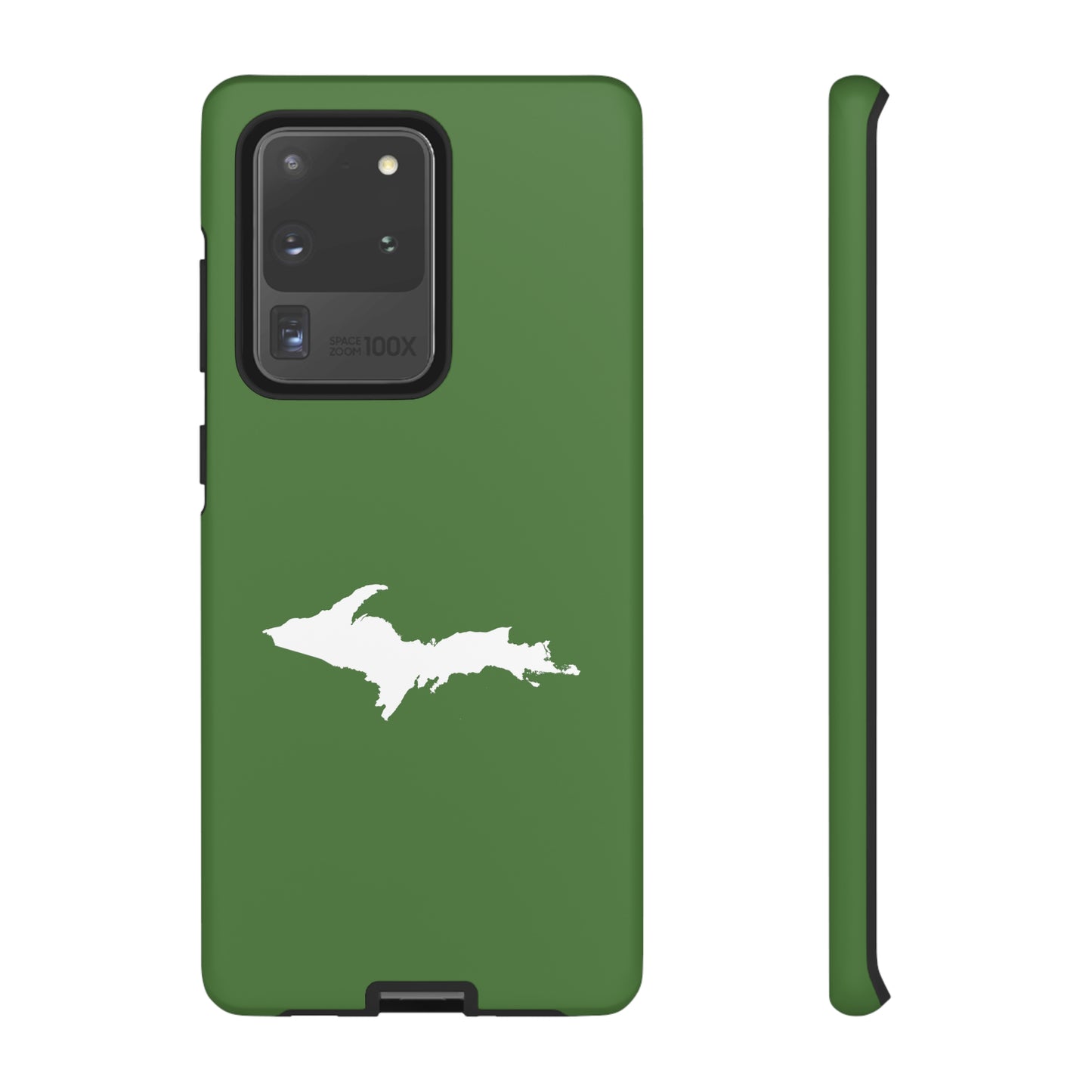 Michigan Upper Peninsula Tough Phone Case (Pine Green w/ UP Outline) | Samsung & Pixel Android