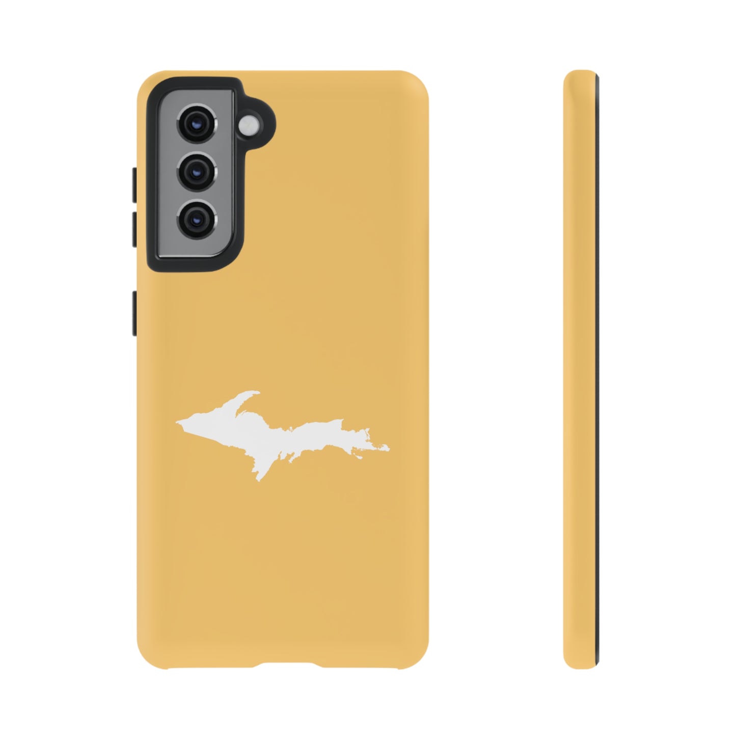 Michigan Upper Peninsula Tough Phone Case (Citrine Color w/ UP Outline) | Samsung & Pixel Android