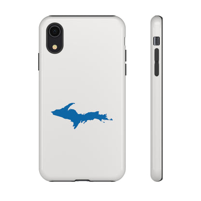 Michigan Upper Peninsula Tough Phone Case (Birch Bark White w/ Azure UP Outline) | Apple iPhone