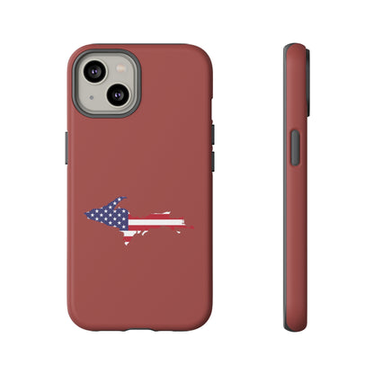 Michigan Upper Peninsula Tough Phone Case (Ore Dock Red w/ UP USA Flag Outline) | Apple iPhone