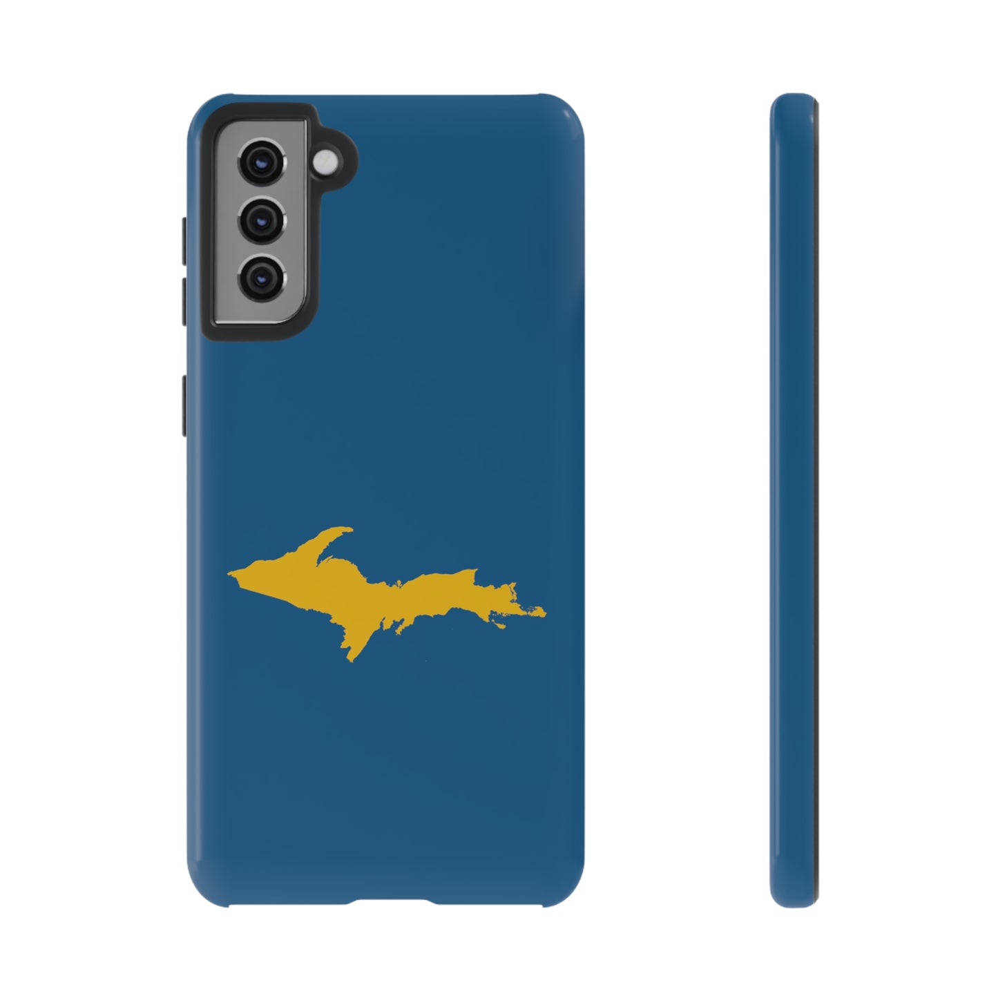 Michigan Upper Peninsula Tough Phone Case (Blueberry w/ Gold UP Outline) | Samsung & Pixel Android