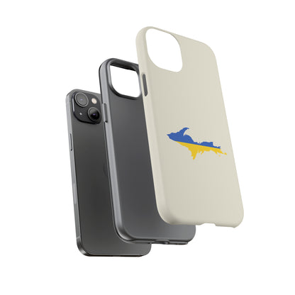 Michigan Upper Peninsula Tough Phone Case (Ivory Color w/ UP Ukraine Flag Outline) | Apple iPhone