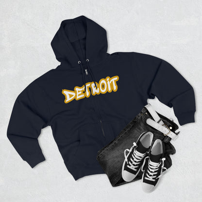 'Detroit' Hoodie (Gold Tag Font) | Unisex Full Zip