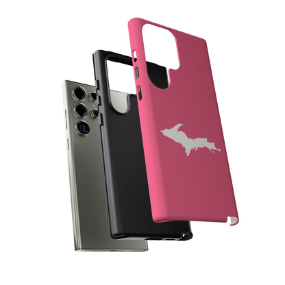 Michigan Upper Peninsula Tough Phone Case (Rhodochrosite Pink w/ UP Outline) | Samsung & Pixel Android