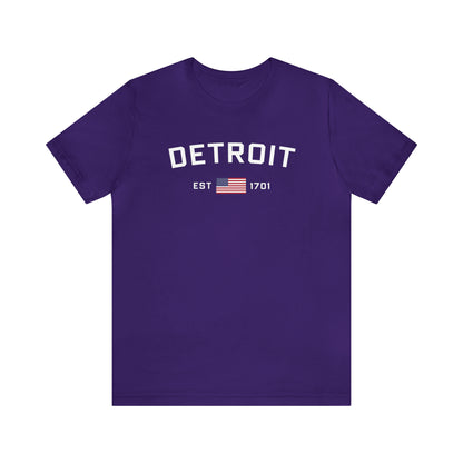 'Detroit EST 1701' T-Shirt (w/ USA Flag Outline) | Unisex Standard Fit