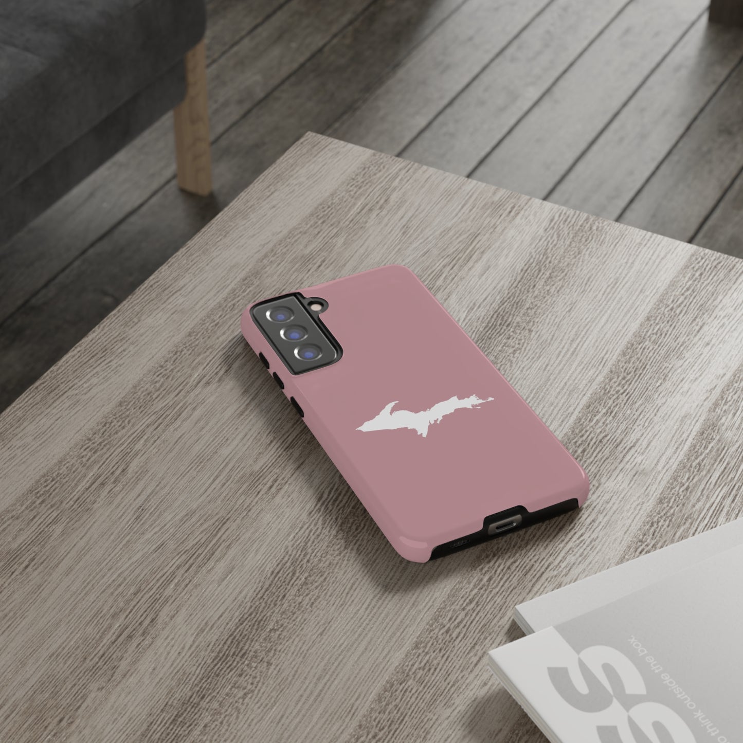 Michigan Upper Peninsula Tough Phone Case (Cherry Blossom Color w/ UP Outline) | Samsung & Pixel Android