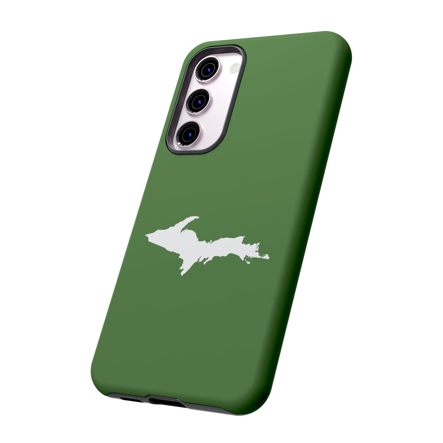 Michigan Upper Peninsula Tough Phone Case (Pine Green w/ UP Outline) | Samsung & Pixel Android