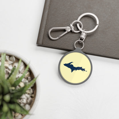 Michigan Upper Peninsula Keyring (w/ Navy UP Outline) | Canary Yellow