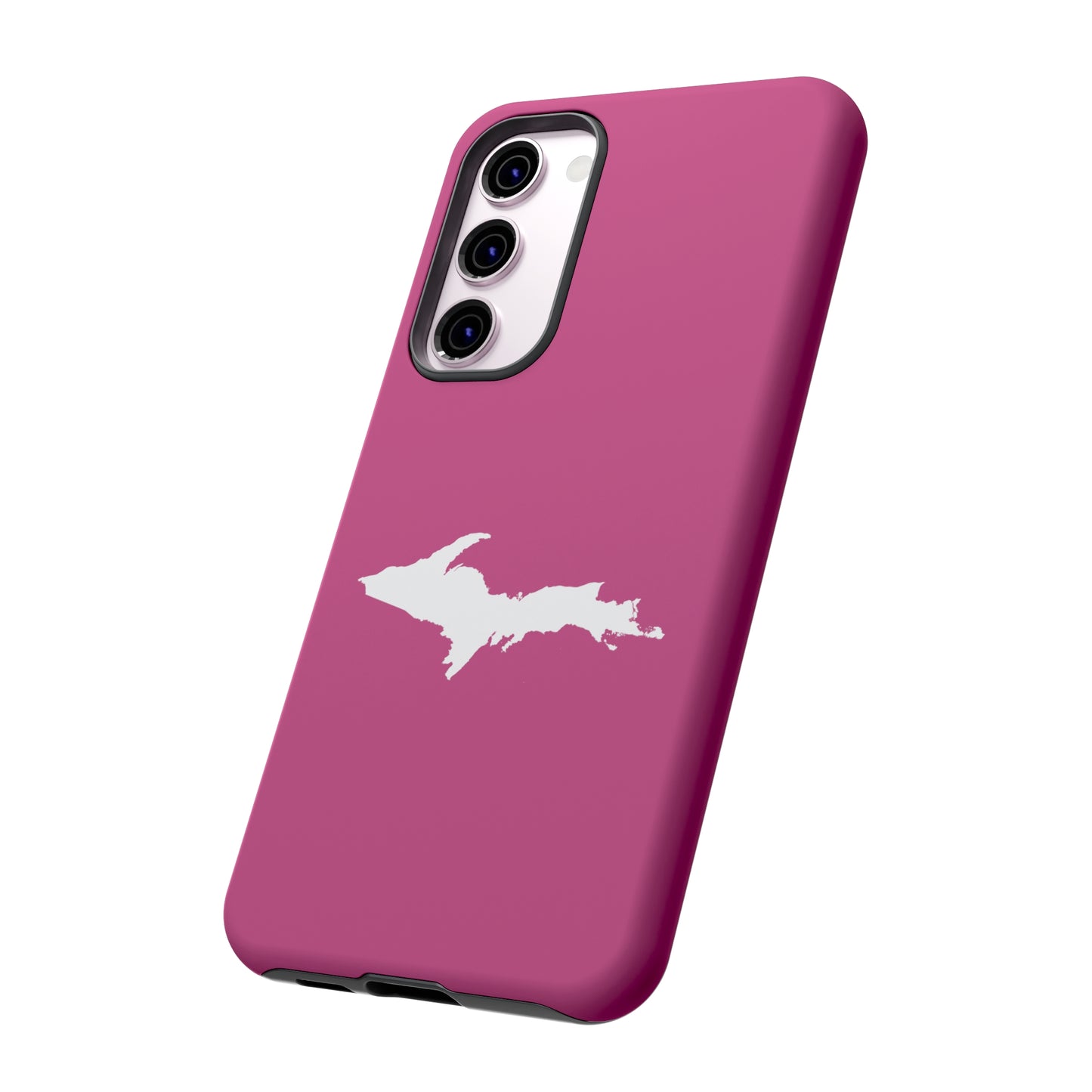 Michigan Upper Peninsula Tough Phone Case (Apple Blossom Pink w/ UP Outline) | Samsung & Pixel Android