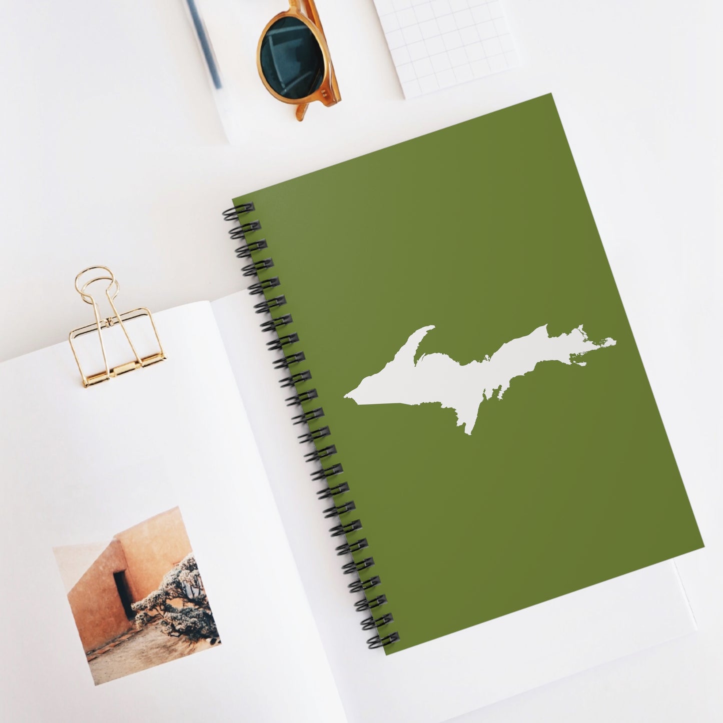 Michigan Upper Peninsula Spiral Notebook (w/ UP Outline) | Olive Green