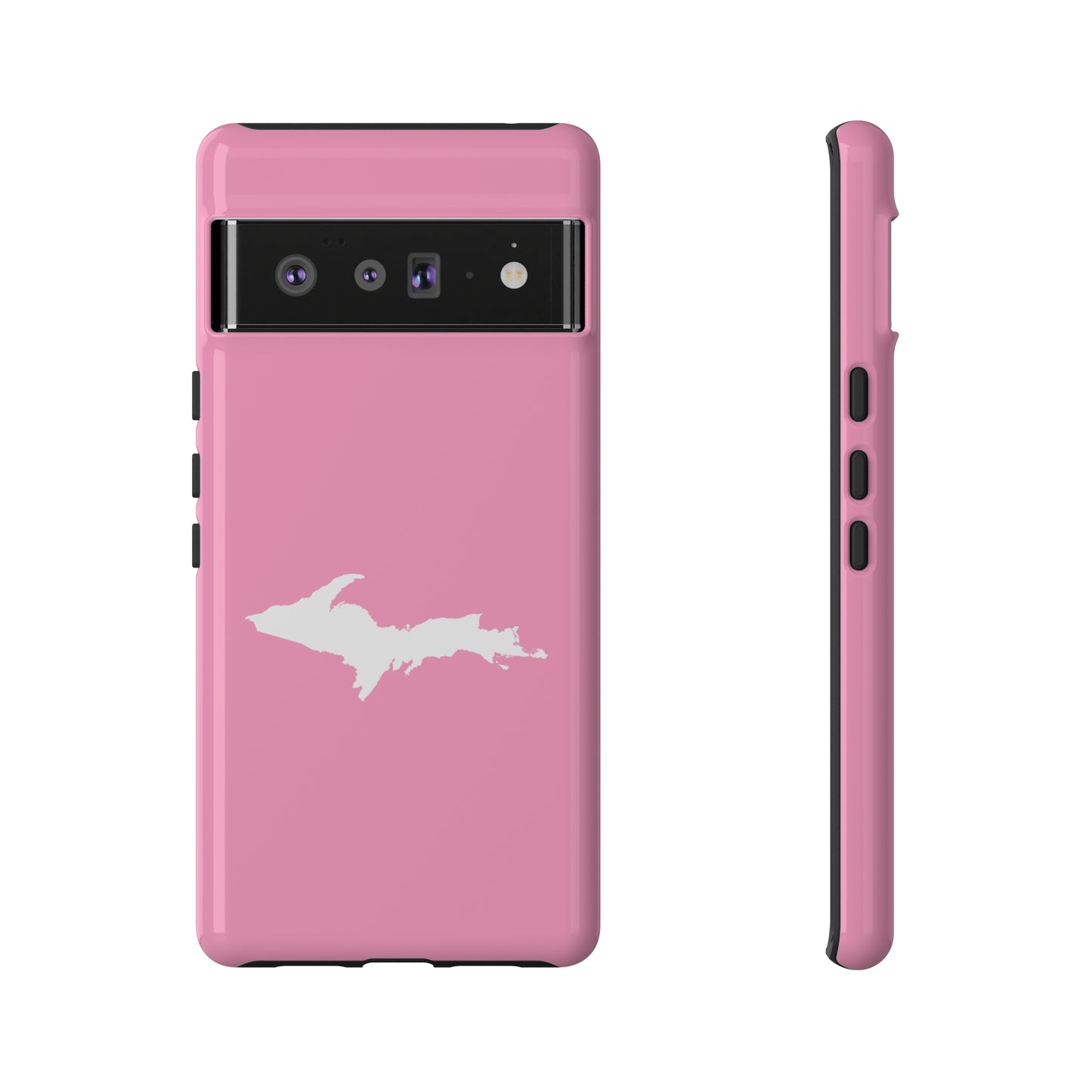 Michigan Upper Peninsula Tough Phone Case ('67 Caddie Pink w/ UP Outline) | Samsung & Pixel Android