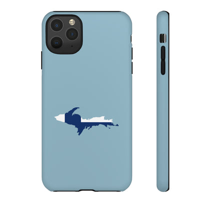 Michigan Upper Peninsula Tough Phone Case (Opal Blue w/ UP Finland Flag Outline) | Apple iPhone