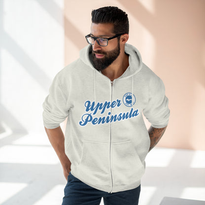 Upper Peninsula EST 1837' Hoodie (Lake Superior Blue Script Font) | Unisex Full Zip