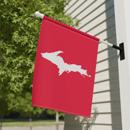 Michigan Upper Peninsula Home & Garden Flag (w/ UP Outline) | Lighthouse Red