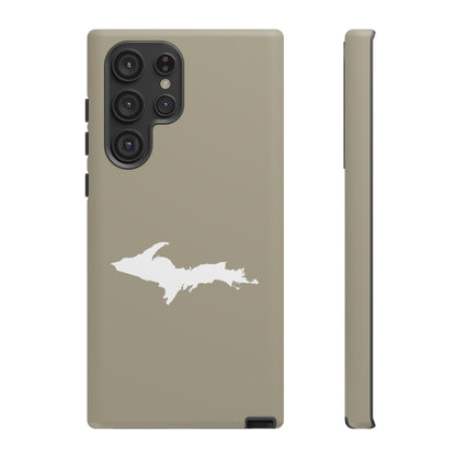 Michigan Upper Peninsula Tough Phone Case (Petoskey Stone Beige w/ UP Outline) | Samsung & Pixel Android